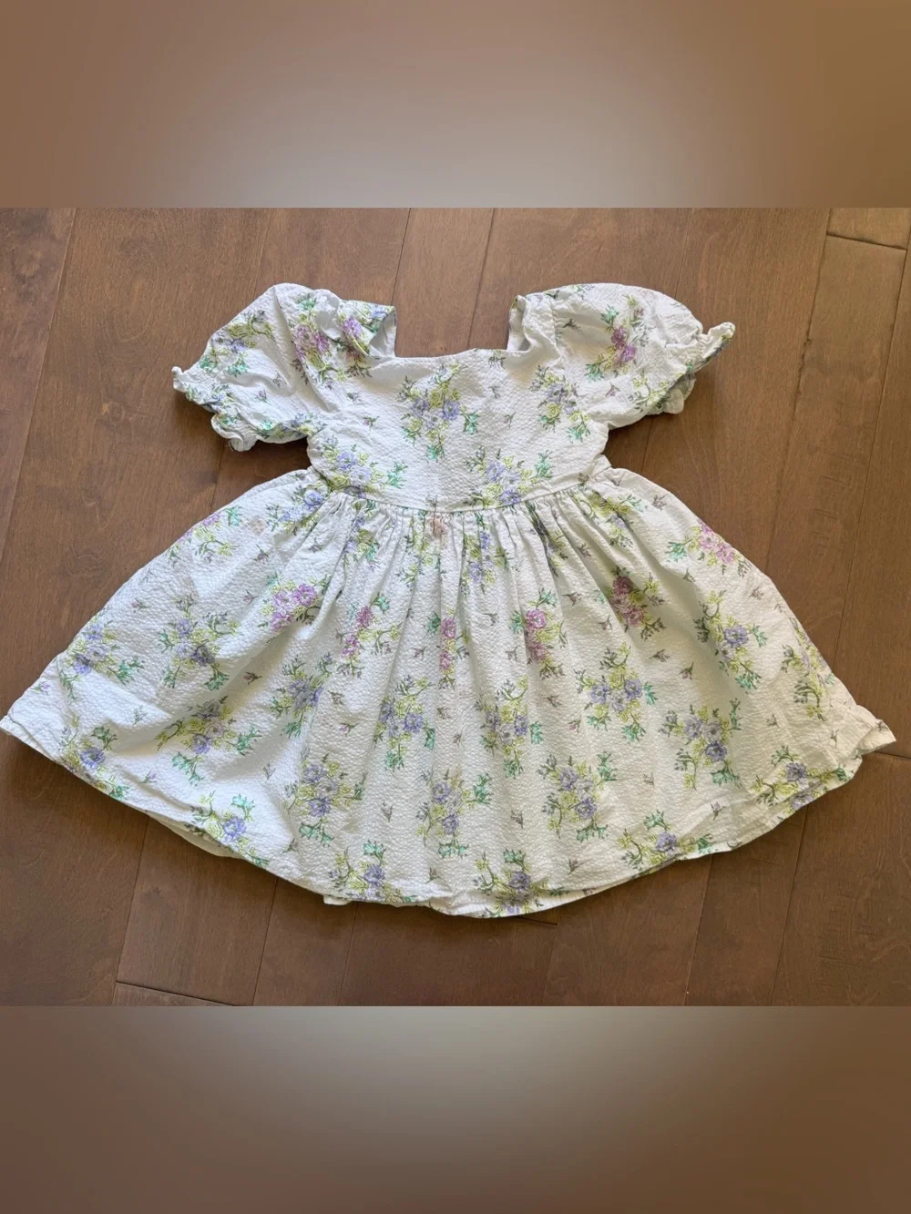 Janie and Jack Floral Seersucker Puff Sleeve Dress
